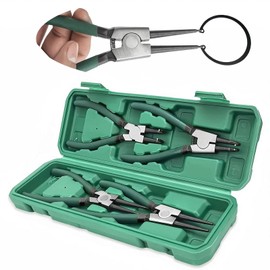 Milageto 4X Snap Ring Pliers Ring Remover 7" Spring Loaded High Carbon Steel with Storage Case Retaining Removal Tool Lock Ring Pliers