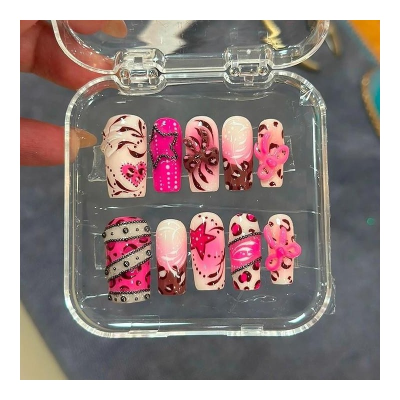 Early 2000s Chic Press On Nails Y2K Leopard Print Nail