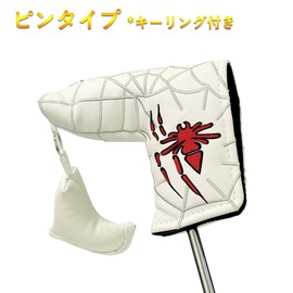 Putter Cover Headcover Pin Type Magnetic Closure Tailor Made Spider Cameron Odyssey Spider Black White (With Key Ring Black)