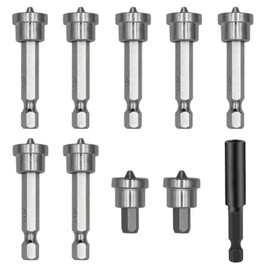 9 x Drywall Screw Depth Setter with 60mm Extension Socket Drill Bit Holder, Drywall Bit, 1/4 Inch Hex Shank Drywall Screw Driver Bit Set for Plasterboard