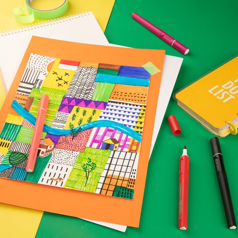 Fonzell Super Brush Marker - 12 Colours, Flexible Brush Tips,