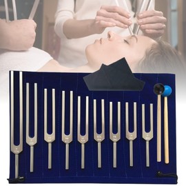 Tuning Forks for Healing Set, 9pcs Aluminum Alloy Chakra Healing Musical Tuning Fork (174/285/396/417/528/639/741/852/963Hz) with Reflex Hammer for Chakra, Healing, Sound Therapy, DNA Repair