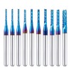 10pcs 0.8-3.175mm End Mill CNC Router Bits, 1/8” Shank Nano