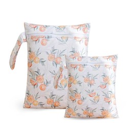 2 Sizes Wet Bags, Waterproof Storage Bag for Baby Diapers and Pump Parts, Reusable Diaper Bag with Zippered Pockets and Handle, Travel Bags, Beach, Pool, Gym Bag for Swimsuits & Wet Clothes, Set of 2