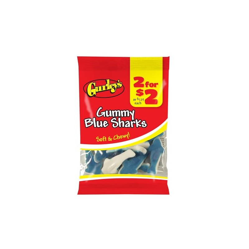 Gurley's Blue Shark Gummi, Aquatic-Themed Fruity Treats (Pack of 12)