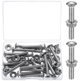 21 Pcs M6 Carriage Bolts, M6x40mm Coach Screws, Cup Square Carriage Bolts and Nuts and Washers, Carriage Screws, Round Head Coach Bolts Screws, with Flange Nuts