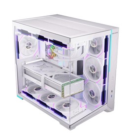 ESGAMING ZEROMAX ATX PC Case Mid-Tower Airflow Gaming Computer Case | 8° Slanted Base |Tempered Glass Panoramic View | Fully Ventilated | White-No Fan