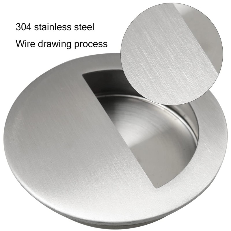 FMHXG 2pcs Recessed Embedded Door Handle 70mm Stainless Steel Round