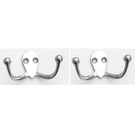 Two Marine Grade Stainless Steel Double Wardrobe Hooks