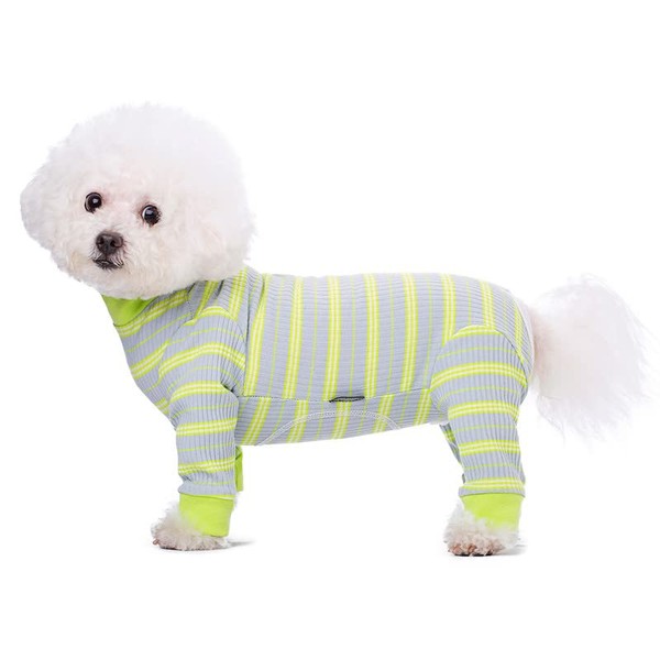AITOLI Dog Striped Recovery Suit, Puppy After Surgery Onesie for