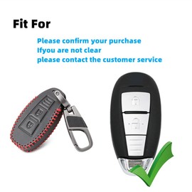 OTMIK Leather Car Smart Key Protector Case Cover Key Bag Key Ring for Suzuki Vitara Swift Ignis Kizashi SX4 Baleno Ertiga Key Shell Accessories, black