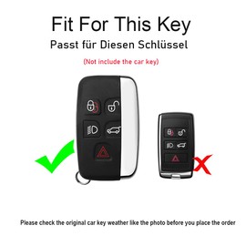 TECART Car Key Top Key Case for L-and Rover R-Ange Rover Evoque Velar SportDiscovery 4 Freelander, Key Shell Fits Jaguar XF XJ XE XJL Key Fob 5 Buttons, black