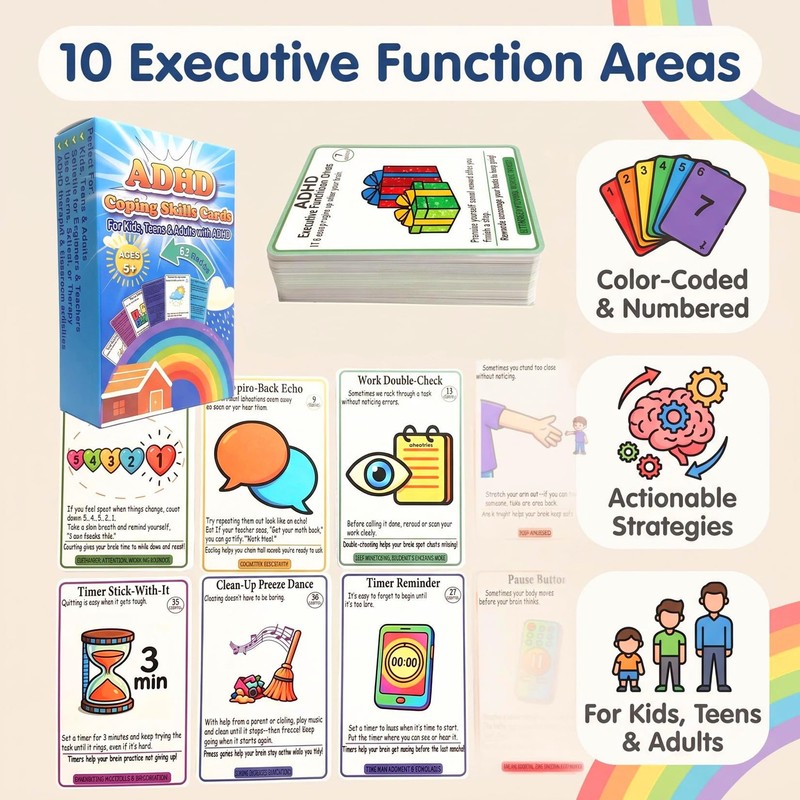 ADHD Coping Skills Cards for Kids, Teens & Adults, 63