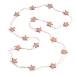 Avalaya Long Pink Acrylic Star Glass Bead Necklace/ 104cm L