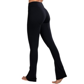 Sunzel High Waist Mini Flared Leggings for Women, Tummy Control Casual Flare Yoga Pants for Yoga Workout Gym 32" Black 2XL
