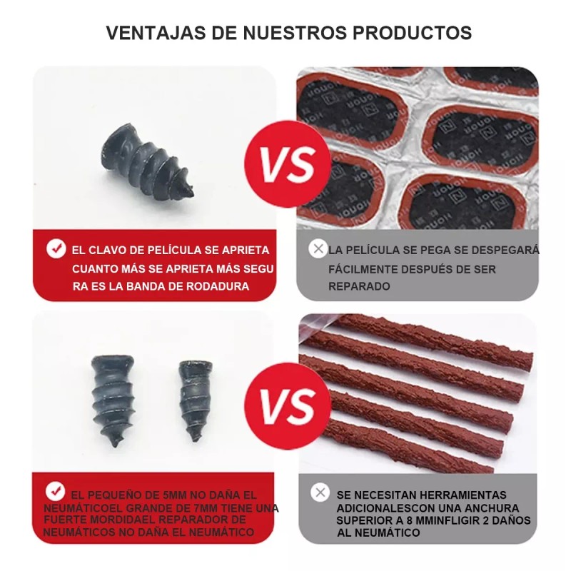 MOJIELONG Tornillo Tapón Para Reparación De Ponchadura De Llanta