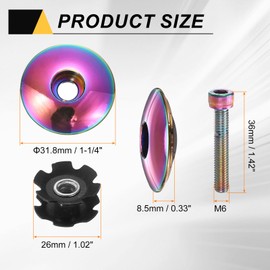 sourcing map 1 1/4" OD Bicycle Headset Stem Top Cap Aluminum Alloy Star Nut Cycling Headset Cover Stem with M6 Bolt for Mountain Bike Road Bike MTB, Colorful