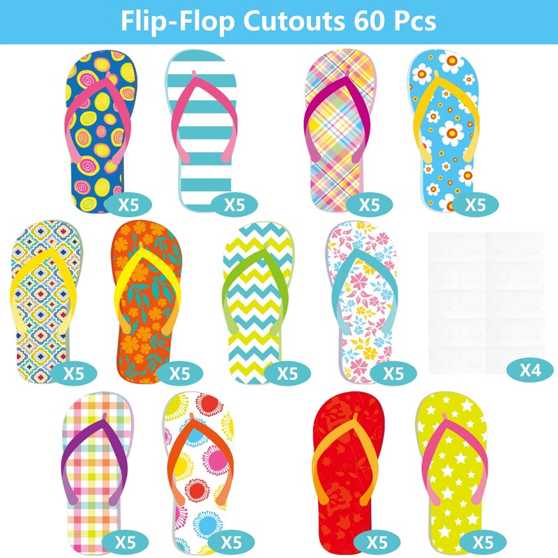 Fancy Land Flip-Flop Cutouts Summer Bulletin Board Cutouts Decorations for