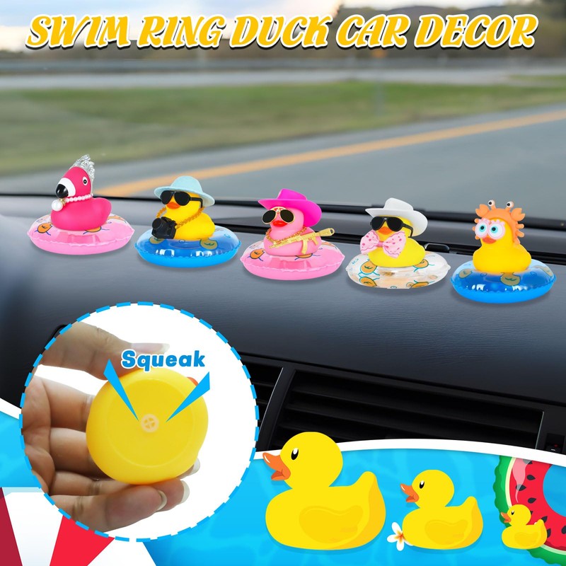 Cow-boy Rubber Duck Car Ornaments Squeaky Yellow Duck Car Dashboard