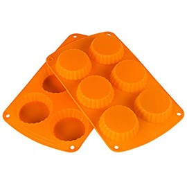 Webake Peanut Butter Cup Molds, Silicone Mini Tart Pan Quiche Mold, Pie Pan 6-Cavity Tartlet Pan Pack of 2