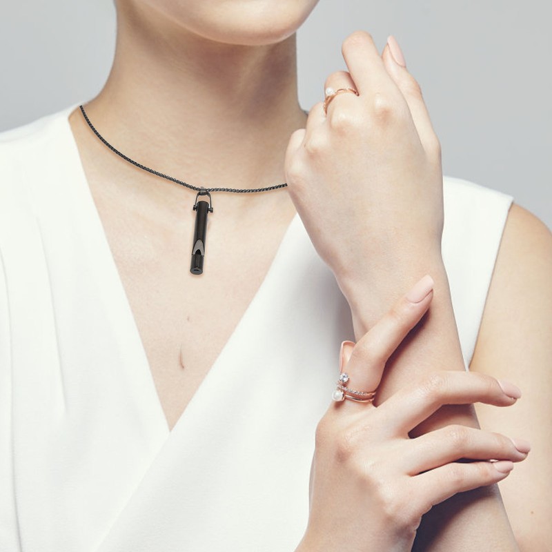 Whistle Pedant Necklace Reduce Anxiety Cylindrical Deep Breathing Stress Relief
