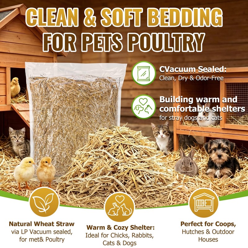 Natural Wheat Straw 3 LB, Dry Clean Soft Wheat Straw