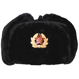 MFH Russian Winter Cap Black with Badge size XL