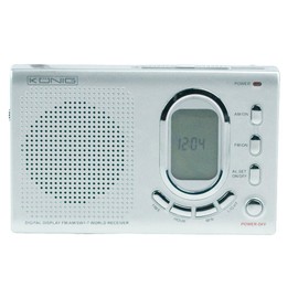 Konig 110x70x23mm AM FM SW-Portable Radio World Receiver with Digital Display - Silver