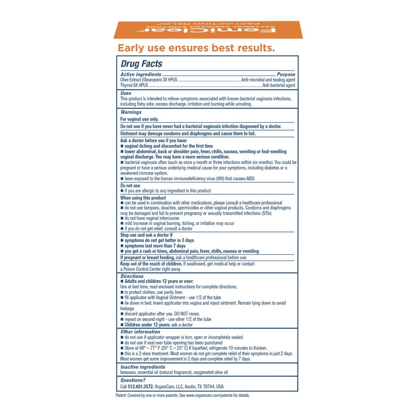 FemiClear BV Symptoms - Vaginal Ointment for Fishy Odor, Excess