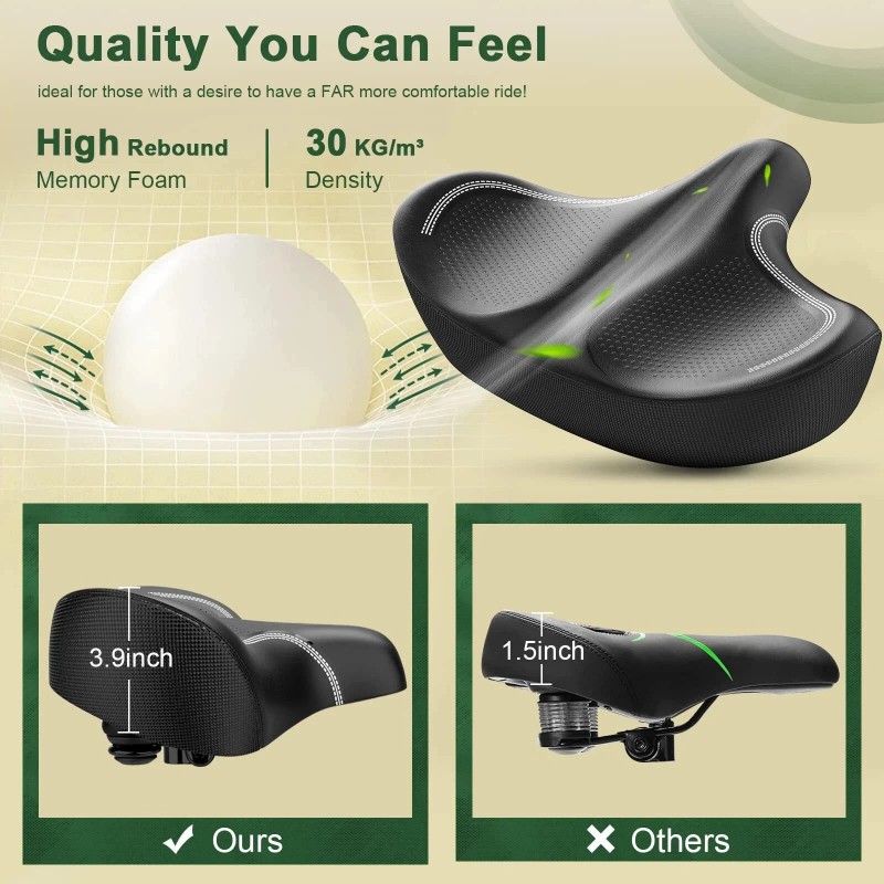Gineoo Oversized Bike Seat Extra, Wide Comfort Pure, Memory Foam