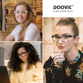 DOOViC 3 Pack Oversized Reading Glasses for Women Blue Light Blocking Square Stylish Computer Readers +2.00 Strength
