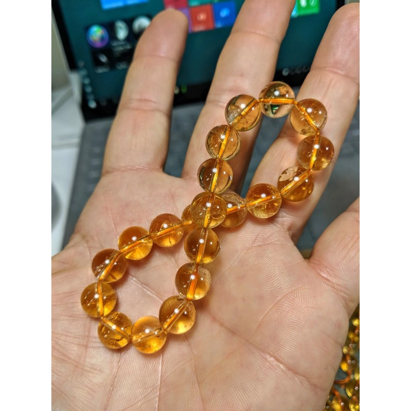 RAYON CITRINE bead bracelet for Men 10mm Stretch 2A+ 7,