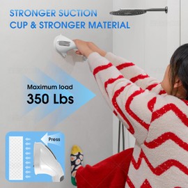 TONORA Suction Grab Bars for Bathtub Shower Restroom, Heavy Duty Shower Bath Handrails Removable Reusable for Elderly Handicap and Kids, Anti-Slip Safety Grip, No Drilling Tool Free, Waterproof Grey