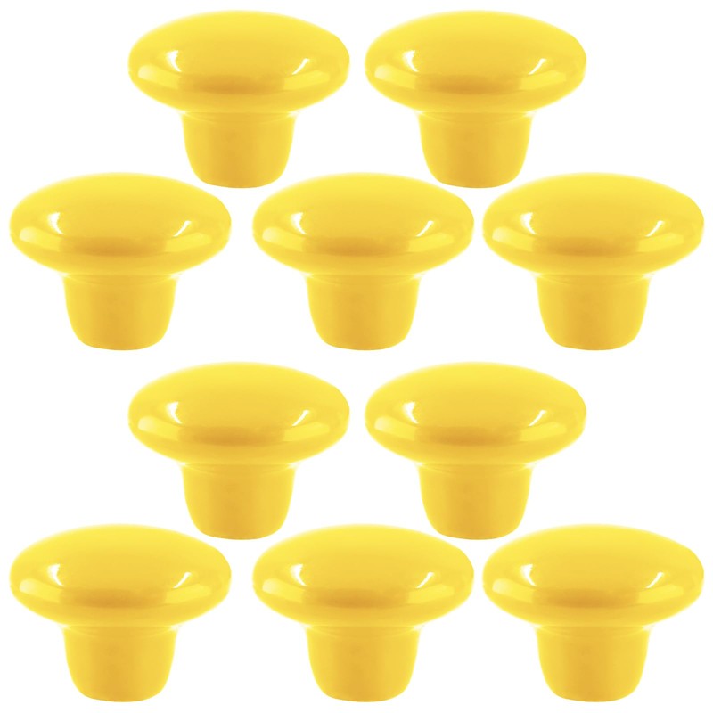 Auvotuis 10Pcs Cabinet Ceramic Knobs, 1.5Inch/ 38mm Yellow Cute Drawer