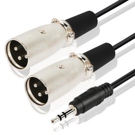 PNGKNYOCN 3.5mm to Dual XLR Y Splitter Cable 1/8" TRS Stereo to 2 XLR Male Microphone Cable for Professional Audio Equipment Such as Microphones, Recorders Etc.(30cm)