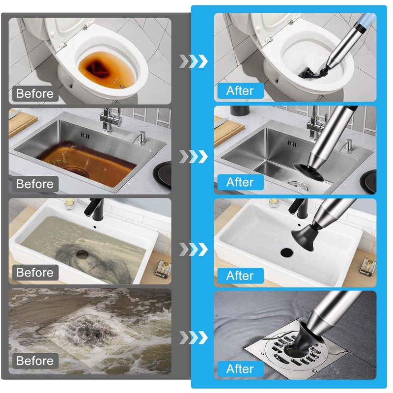 Electric Toilet Plunger High Pressure Drain Unclogger - Heavy Duty