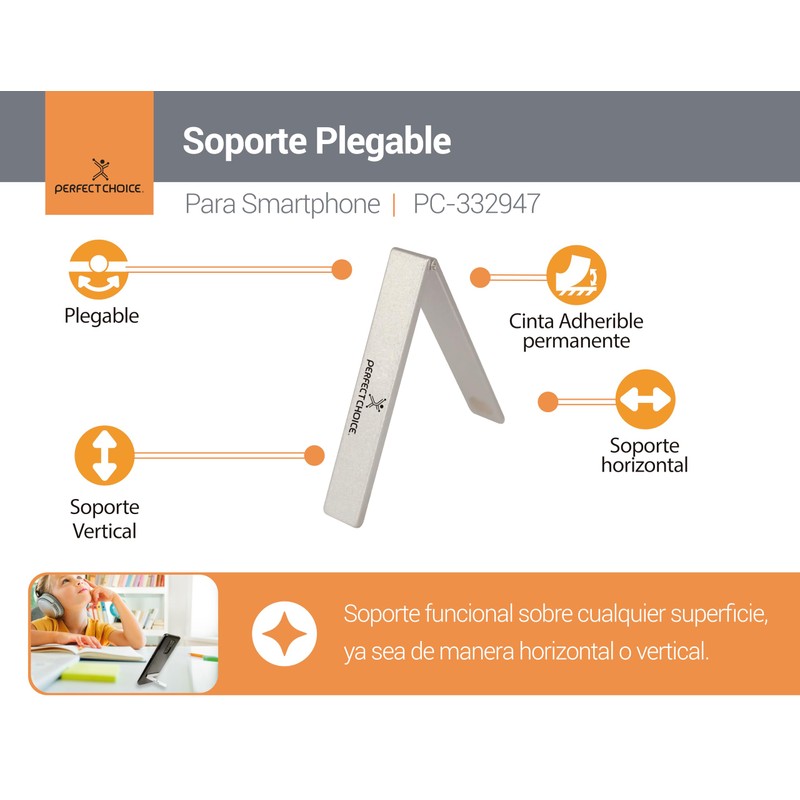 Perfect Choice Soporte para Celular, Base Metalica Plegable con Soporte