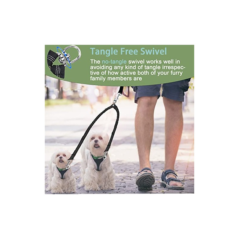 Zhilishu Dual Dog Leash Coupler - 360 No Tangle Double