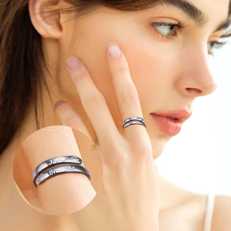 DAOCHONG 925 Sterling Silver Adjustable Inspirational Rings Stackable Spiral Twisted
