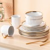 LOVECASA 16 Pieces Plates and Bowls Sets, Porcelain White and