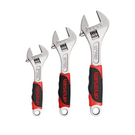 WISEUP Professional Adjustable Wrench 8 inch 10 inch 12 Inch Cr-V Forged Industrial Grade Hand Tools Wrench Set With Anti-Slip Grip Small Adjustable Wrench