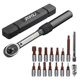 DSBYKJ 17 Piece Small Torque Wrench Set (5-30nm), 1/4" Drive Click, 72 Teeth Bidirectional Torque Wrench, ±3% Accuracy，Professional Tool Set for Bicycles and Motorcycles
