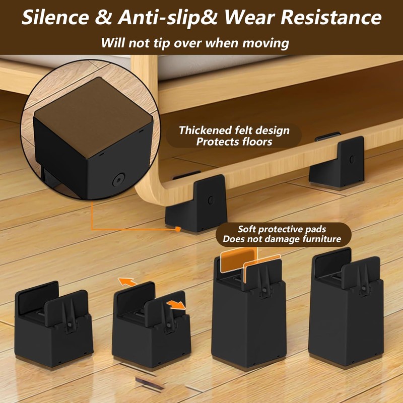 SciFiVisi Set of 4 Furniture Raisers, 10 cm, Adjustable Table