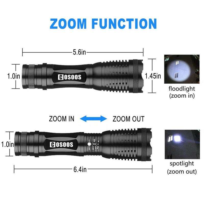COSOOS 2 Pack UV Flashlight Blacklight, 2 in 1 LED