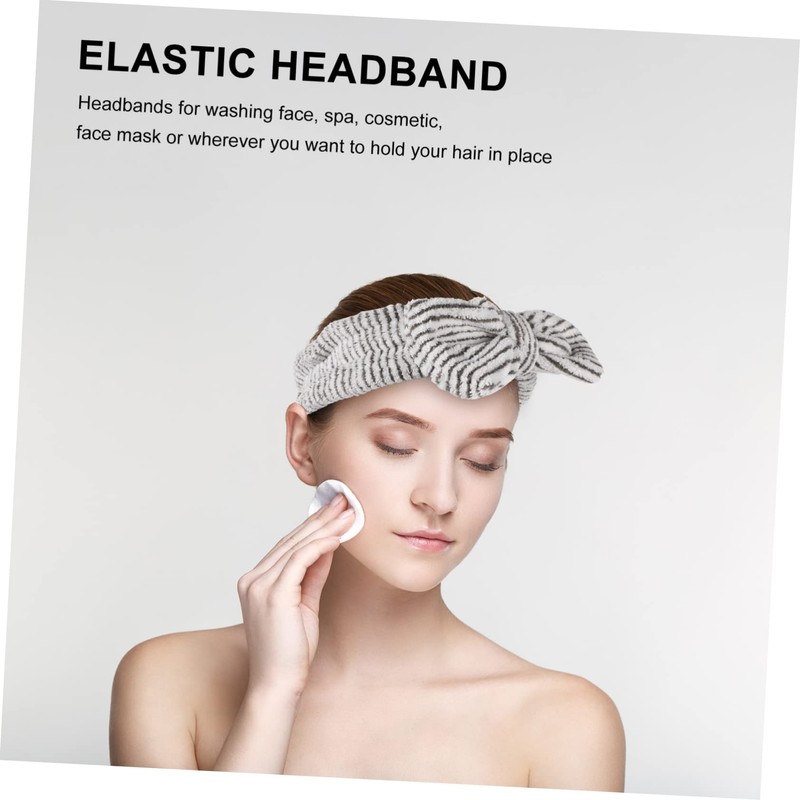 Baluue Beauty Facial Headband Striped Bow Hair Band for Makeup