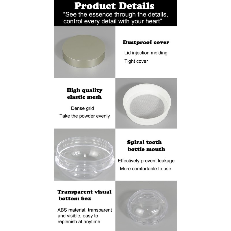 AKOAK Capacity 20 ml(0.67 oz) Empty Reusable Plastic Loose Powder