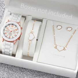 5/6PCS Women Watches Fashion Silicone Band Women Quartz Watches Jewelry Set Reloj Mujer Gi