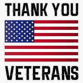 HOF Trading Thank You Veterans - American Army Veterans Day Gift Vinyl Sticker Waterproof Decal Laptop Wall Window Bumper Sticker 5"