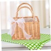 WHAMVOX Boho Style Woven Rattan Basket Purse Drawstring Closure for