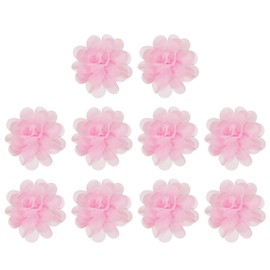 PATIKIL 2" Chiffon Flowers, 10 Pcs Mesh Fabric Flowers Sewing Fabric Appliques Headband Embellishments for DIY Craft Wedding Decor, Light Pink